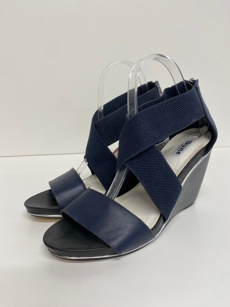 Fabulous Dune Leather Wedge Sandals Uk7 Navy blue CM061