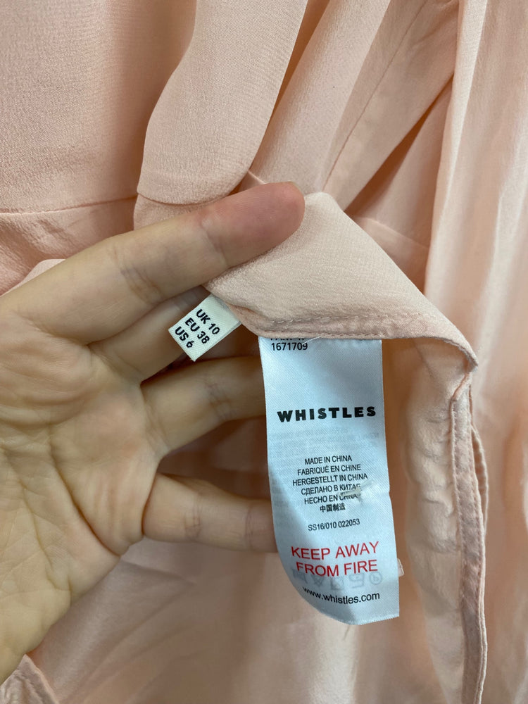 Fabulous WHISTLES Pink Peach Silk Shirt UK10 CM061