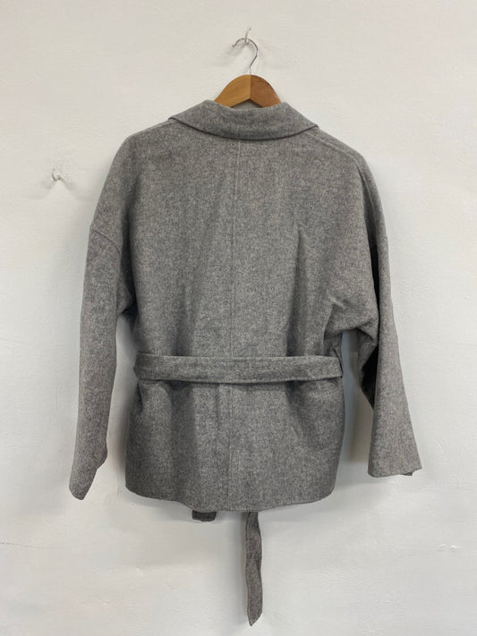 Fabulous Whistles Grey Wool Blend Belted Coat UK S CM061
