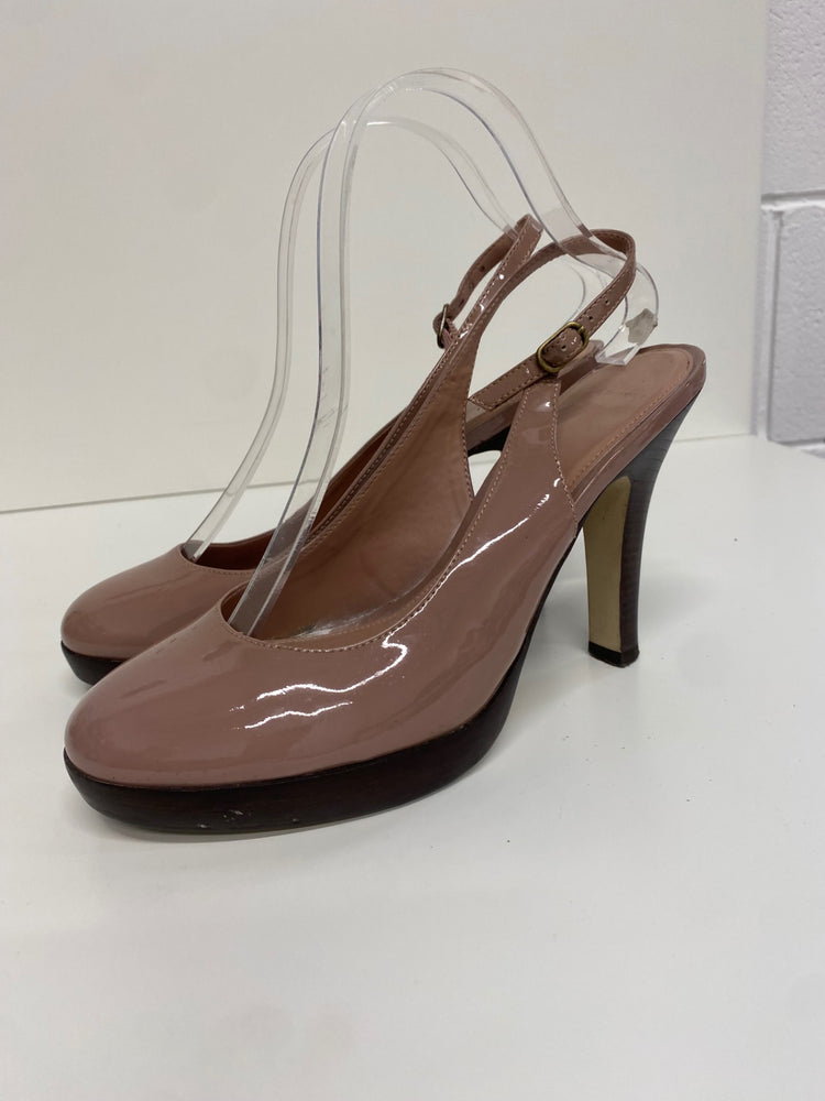 Fabulous Carvela Sling back patent leather heels Uk7 Mauve Occasion CM061