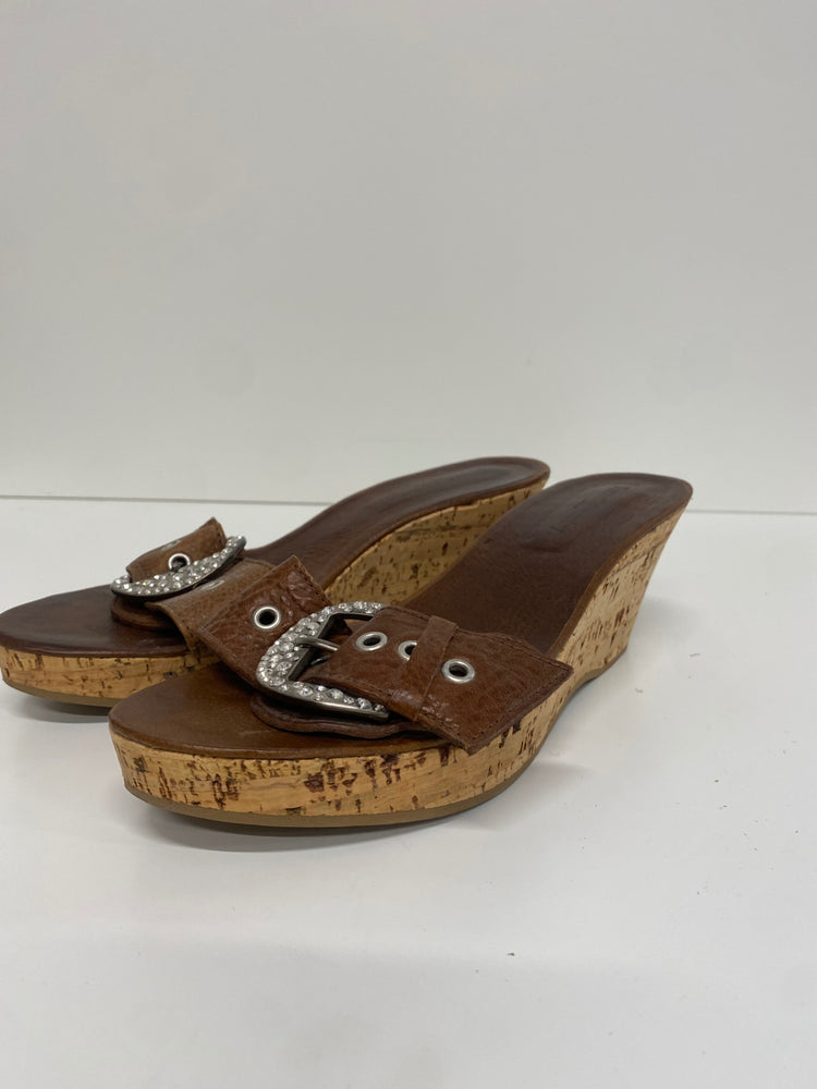 Fabulous Russell & Bromley mule Sandals Uk7 Brown With Buckle CM061