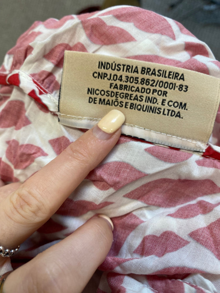 Fabulous Adriana Degrees Pool cover dress halter neck UK M Red kiss pattern LG005