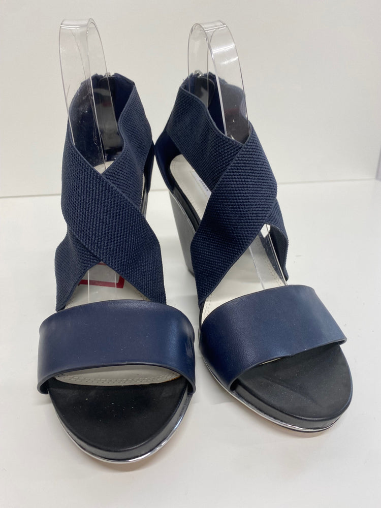 Fabulous Dune Leather Wedge Sandals Uk7 Navy blue CM061
