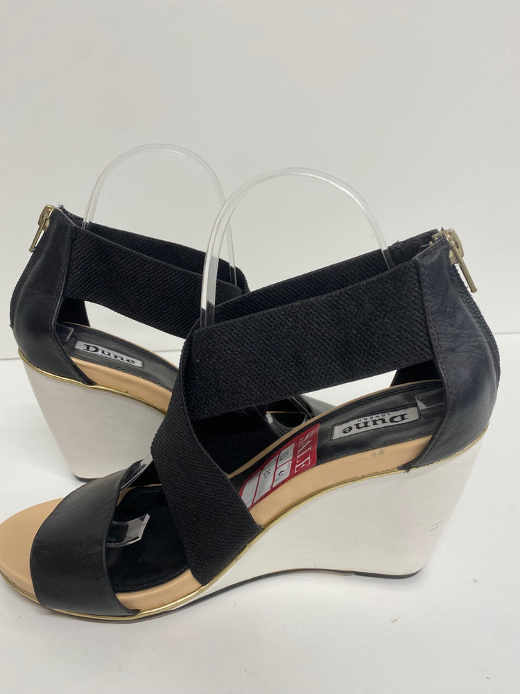 Fabulous Dune wedge Heeled bandageSandals Uk7 Black leather CM061