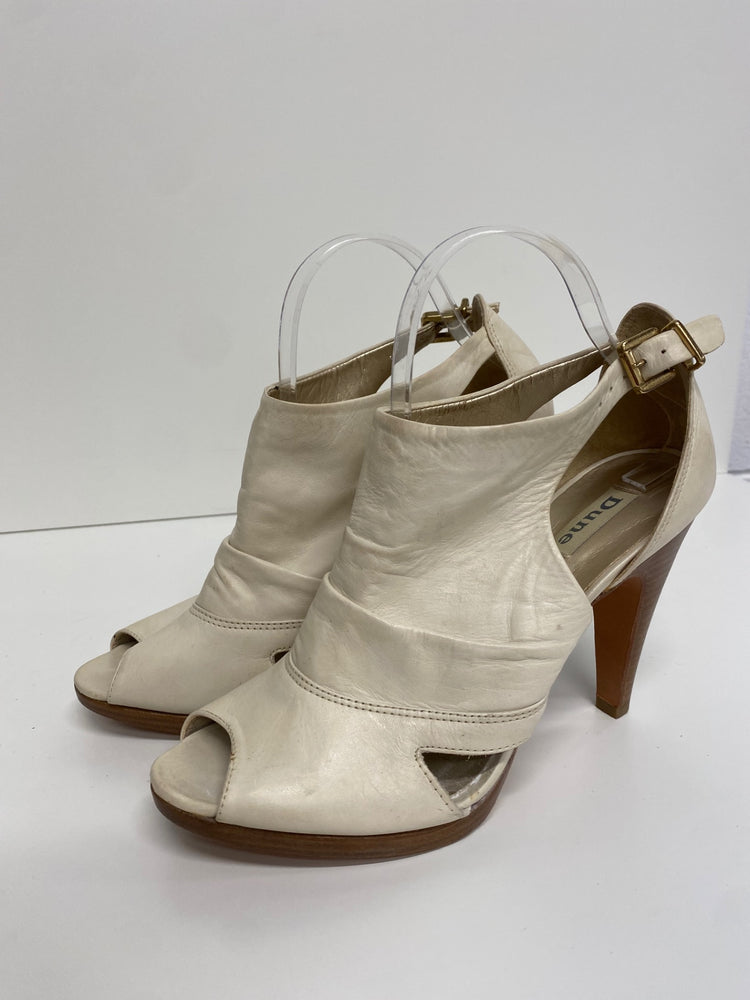 Fabulous Dune leather high heel summer peep toe Uk7 Cream leather CM061