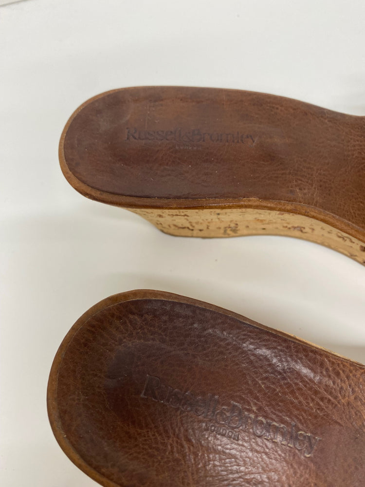 Fabulous Russell & Bromley mule Sandals Uk7 Brown With Buckle CM061