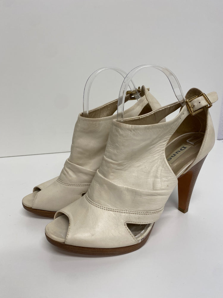 Fabulous Dune leather high heel summer peep toe Uk7 Cream leather CM061