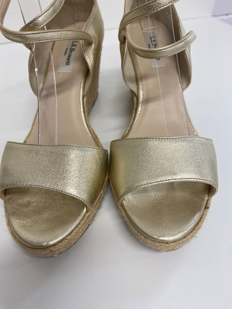 Fabulous Lk bennett Gold sandal espadrille Uk7 Gold ankle strap occasions CM061