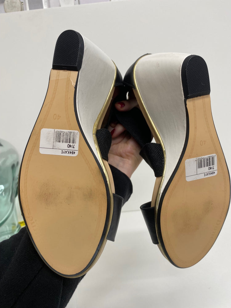 Fabulous Dune wedge Heeled bandageSandals Uk7 Black leather CM061