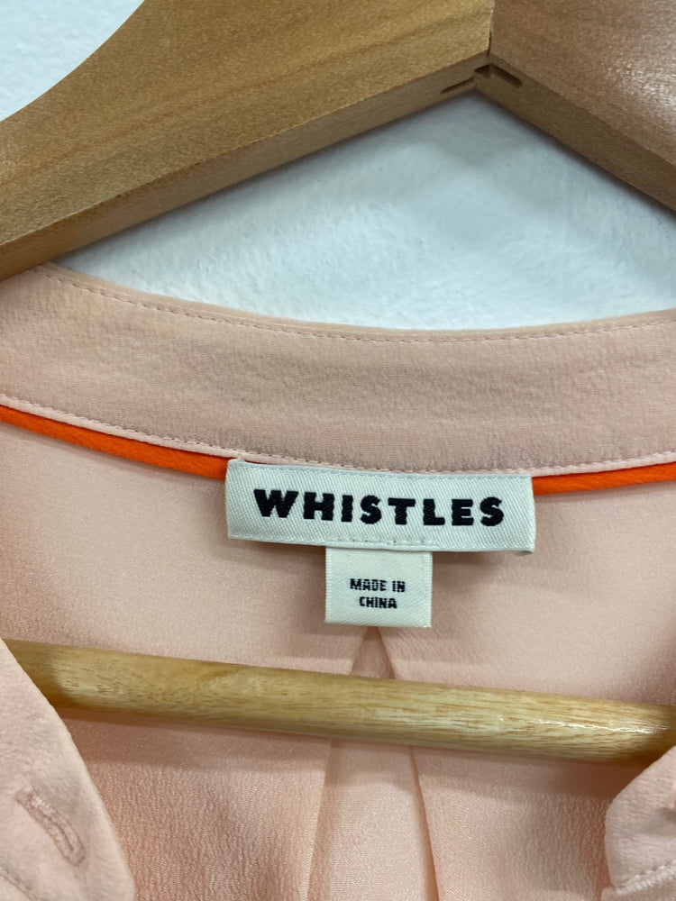 Fabulous WHISTLES Pink Peach Silk Shirt UK10 CM061