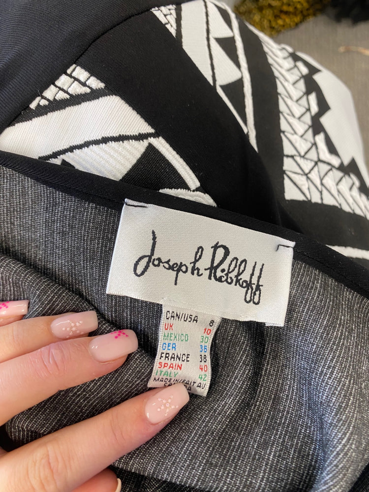 Fabulous Joseph Ribkoff Midi Dress UK 10 Black white pattern KM004