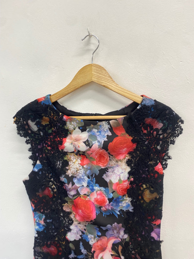 Fabulous Joseph Ribkoff Dress UK 10 Multicolor floral lace wedding KM004