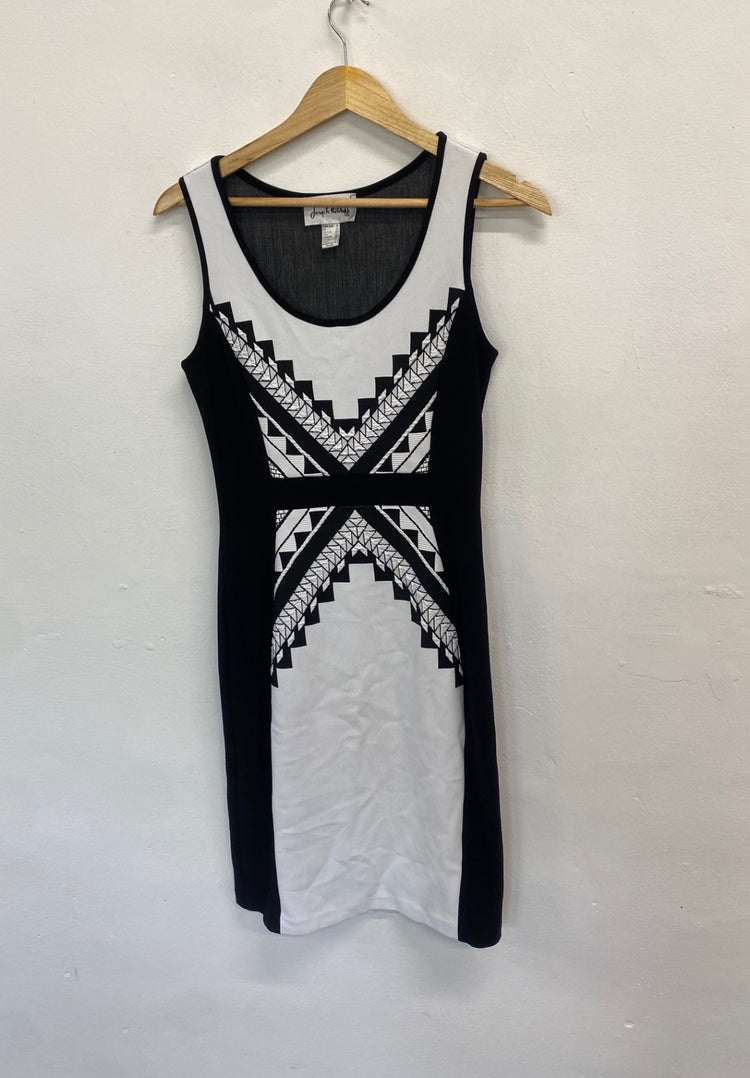 Fabulous Joseph Ribkoff Midi Dress UK 10 Black white pattern KM004