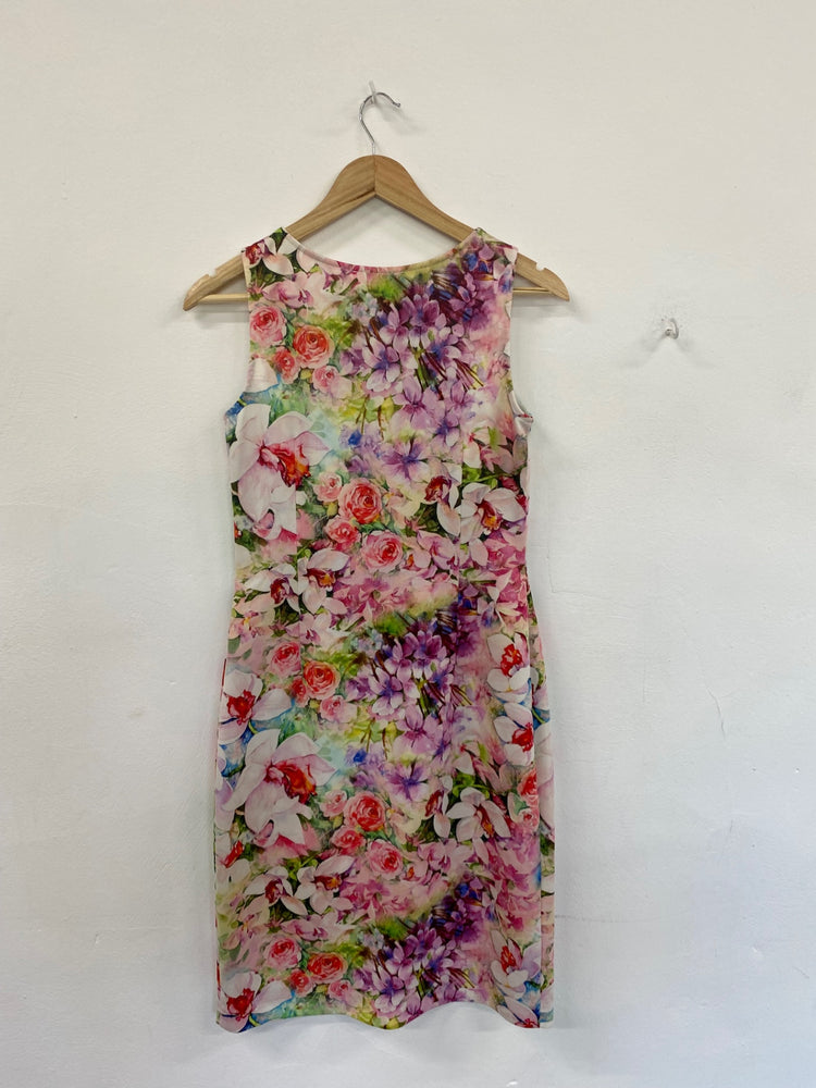 Fabulous Joseph Ribkoff Floral Watercolour Sheath Dress UK10 KM004