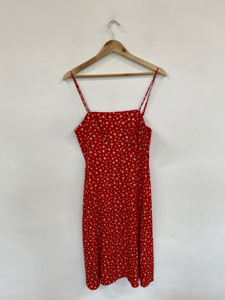 Fabulous HVN Red Starry Silk Midi Dress UK8 LG005