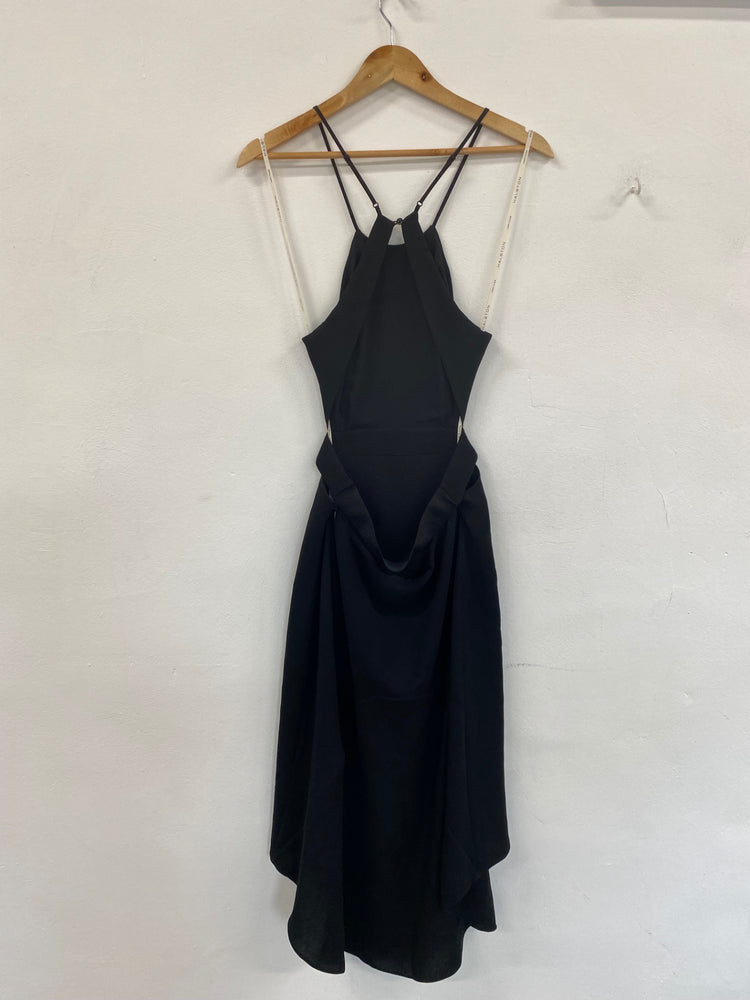 Fabulous Halston Heritage Black Cut-out Cocktail Dress UK10 LG005