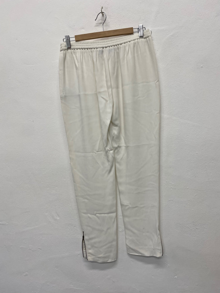 Fabulous Stella McCartney casual classic trousers UK12 Cream Ankle zip LG005