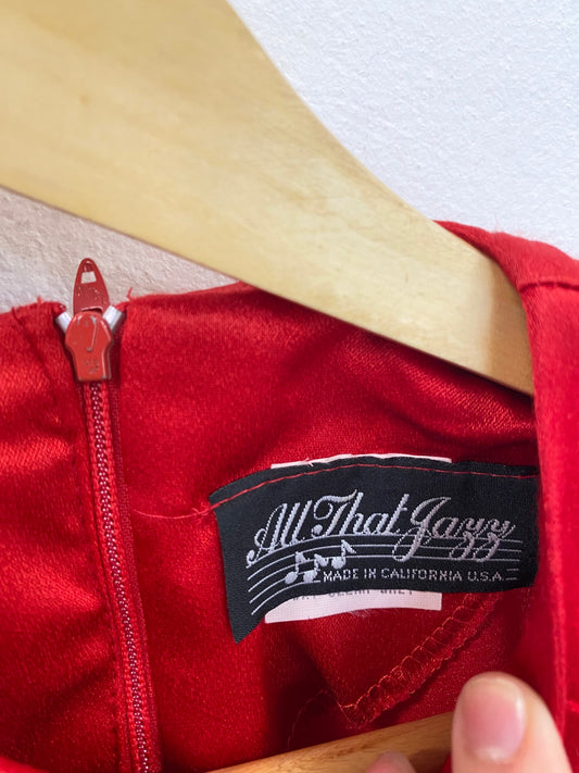 Fabulous All That Jazz Vintage Crimson Satin Midi Dress UK10 NM001