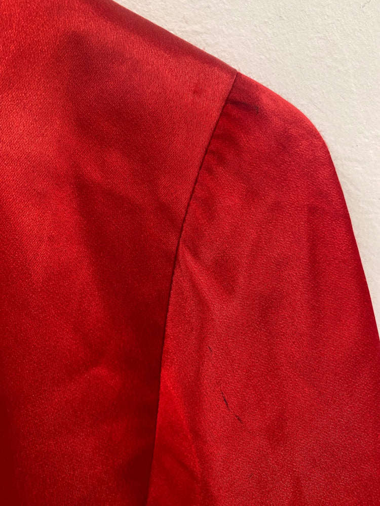 Fabulous All That Jazz Vintage Crimson Satin Midi Dress UK10 NM001