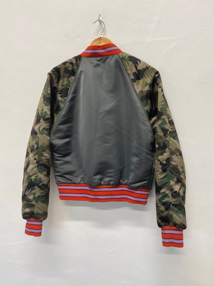 Fabulous Tomas Maier Bomber khaki flamingoes Jacket UK10 Grey & Camo LG005