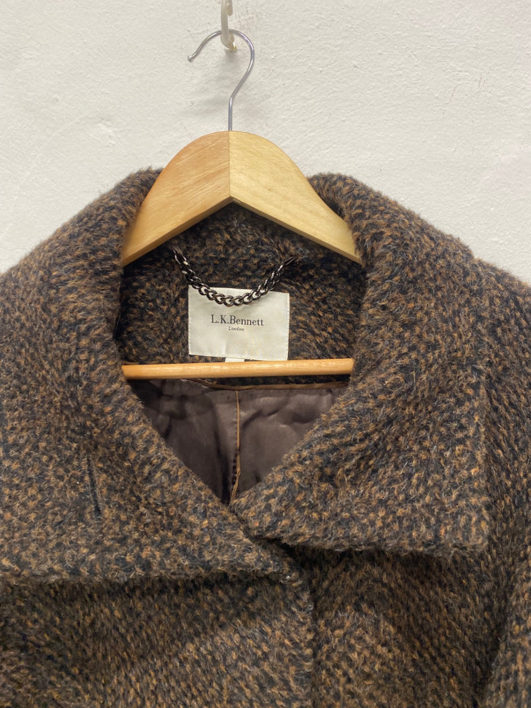 Fabulous L.K. Bennett alpaca mohair cosy Coat UK16 Brown Animal AH451