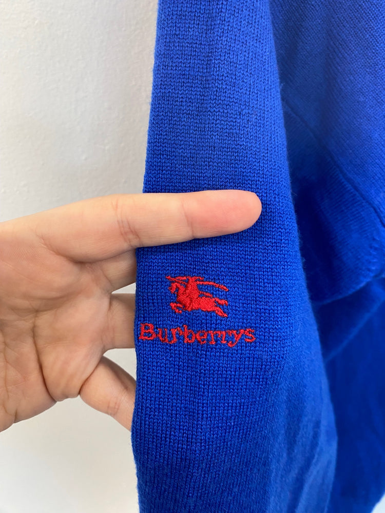 Fabulous Vintage Burberrys Blue Lambswool Jumper 15-16yrs KM001