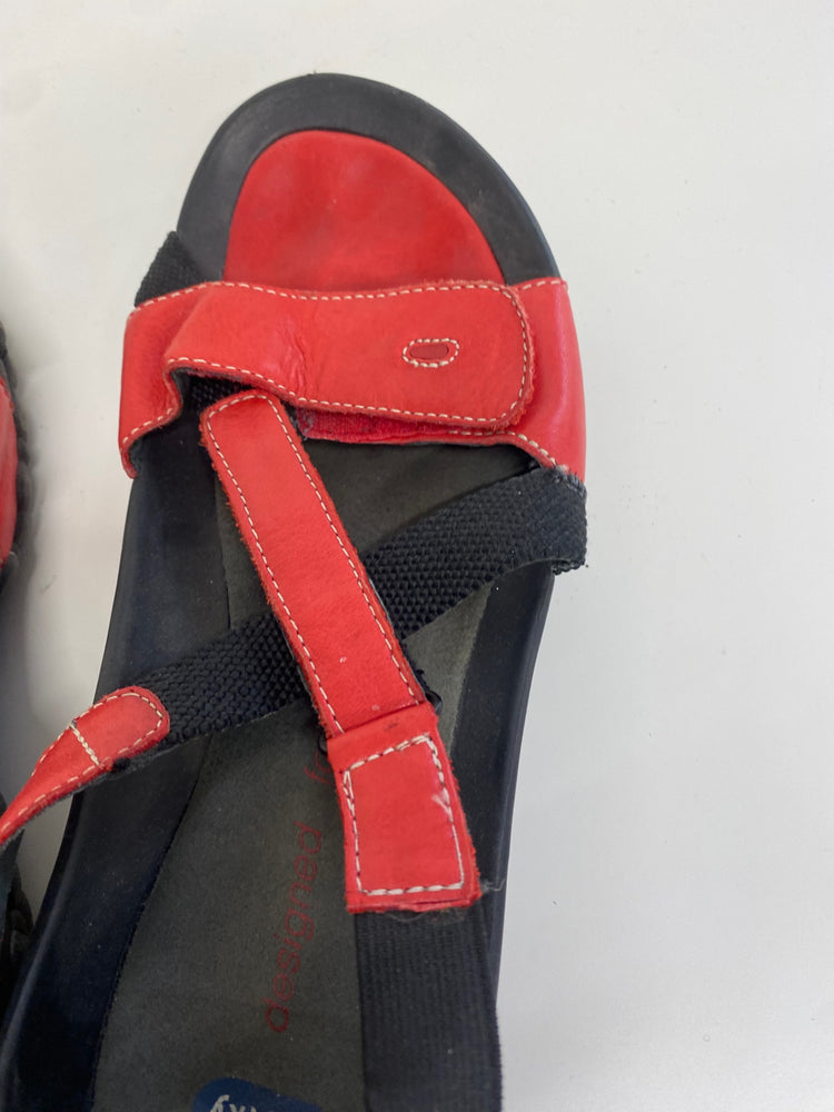 Fabulous Wolky leather walking Sandals UK6 Red & Black KM001