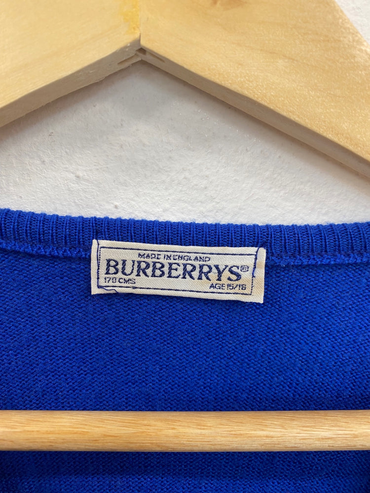 Fabulous Vintage Burberrys Blue Lambswool Jumper 15-16yrs KM001