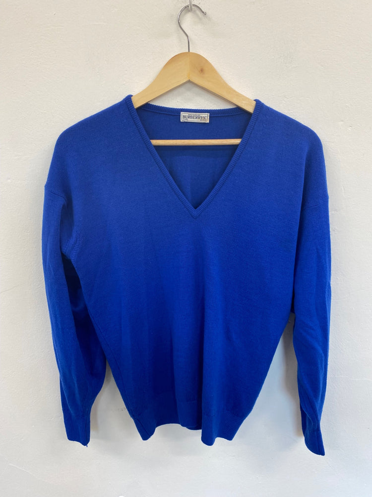 Fabulous Vintage Burberrys Blue Lambswool Jumper 15-16yrs KM001