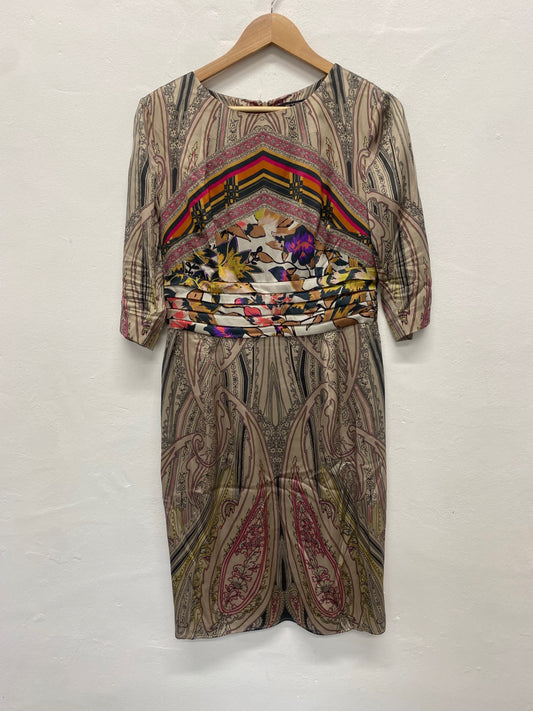 Fabulous Etro silk blend formal Dress UK16 Italian 48 Beige Champagne Party MD002