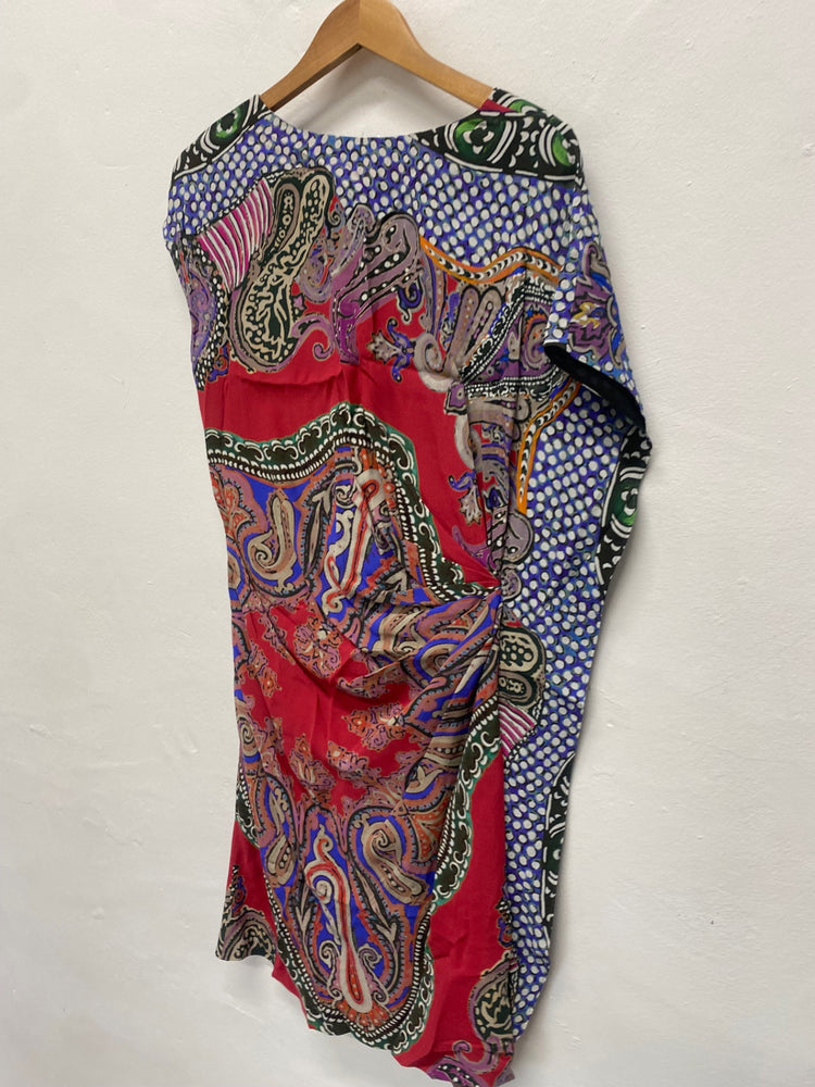 Fabulous Etro silk blend paisley classic Dress Uk14 Italian 46 soft red MD002