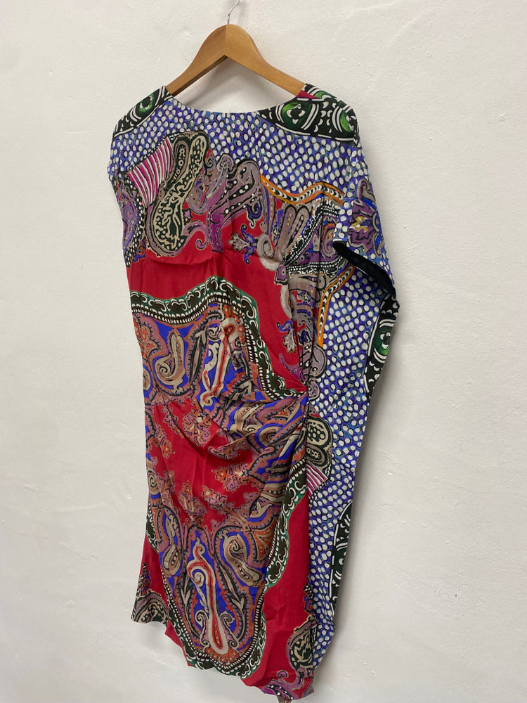Fabulous Etro silk blend paisley classic Dress Uk14 Italian 46 soft red MD002