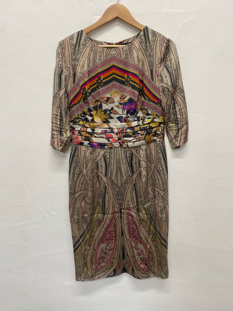 Fabulous Etro silk blend formal Dress UK16 Italian 48 Beige Champagne Party MD002