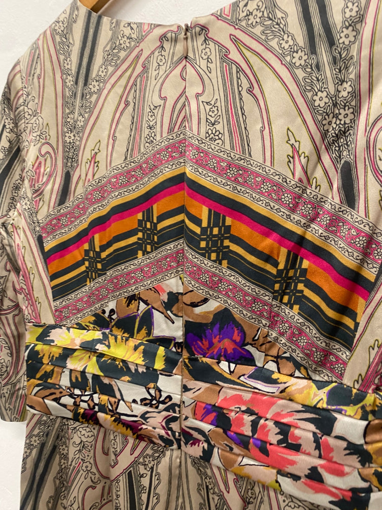 Fabulous Etro silk blend formal Dress UK16 Italian 48 Beige Champagne Party MD002