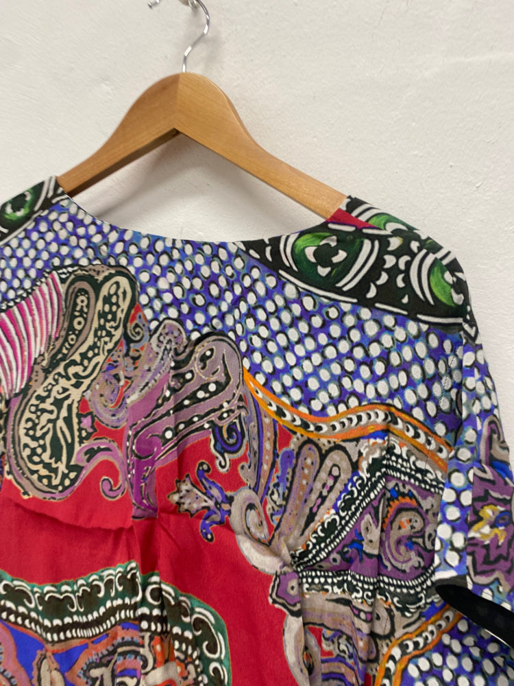 Fabulous Etro silk blend paisley classic Dress Uk14 Italian 46 soft red MD002