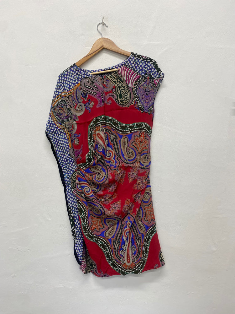 Fabulous Etro silk blend paisley classic Dress Uk14 Italian 46 soft red MD002
