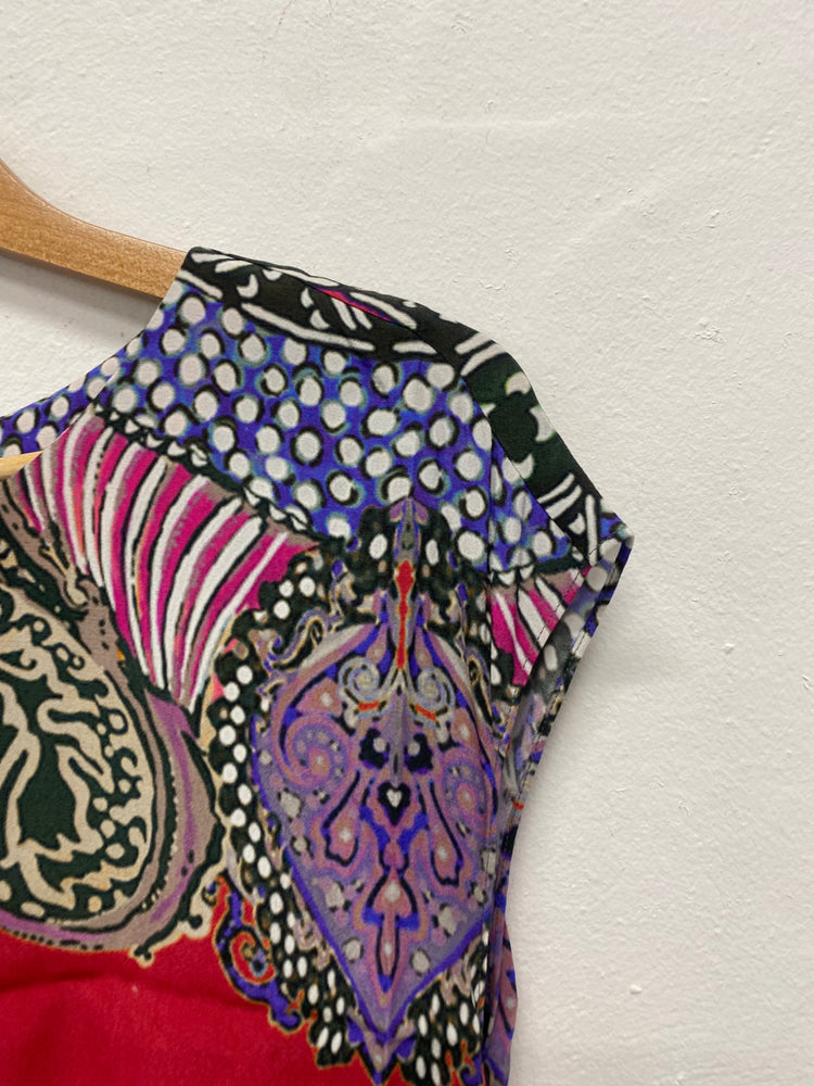 Fabulous Etro silk blend paisley classic Dress Uk14 Italian 46 soft red MD002