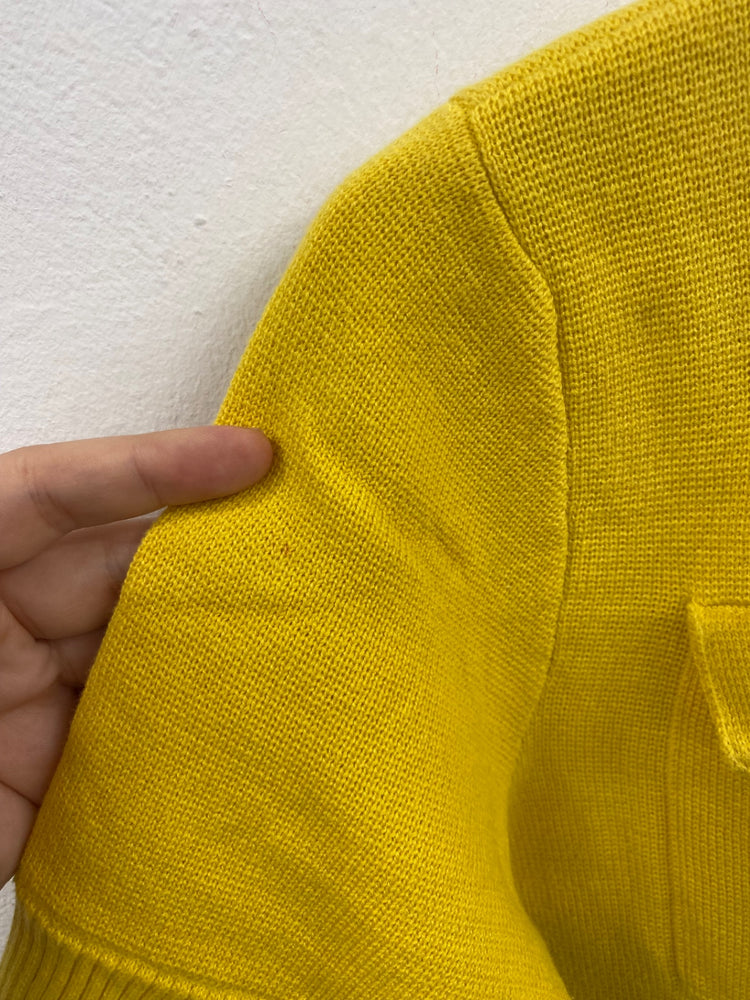 Fabulous Lauren Ralph Lauren Yellow Retro Vibes Knit Moto Sweater UK M MD002
