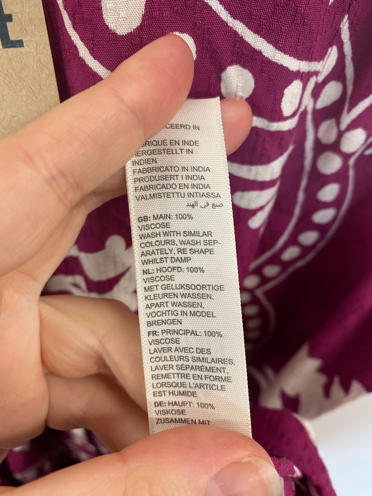 Fabulous FATFACE Plum Aster Wallpaper Floral Midi Dress UK10 LG276