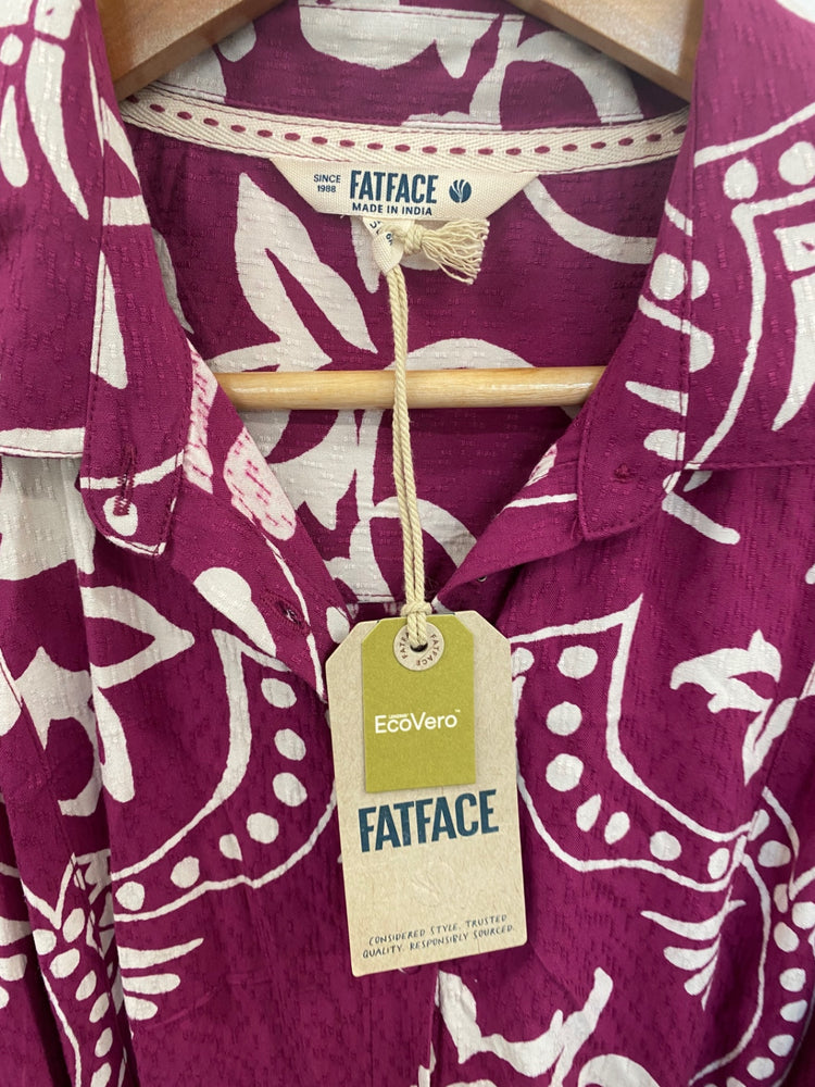 Fabulous FATFACE Plum Aster Wallpaper Floral Midi Dress UK10 LG276