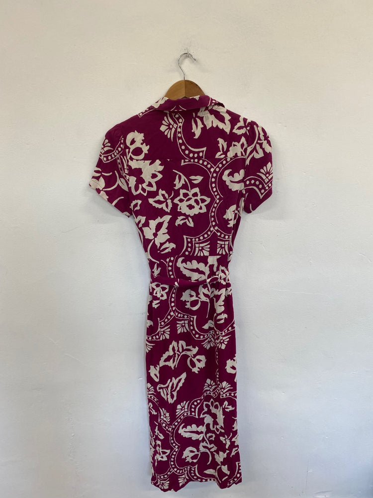 Fabulous FATFACE Plum Aster Wallpaper Floral Midi Dress UK10 LG276