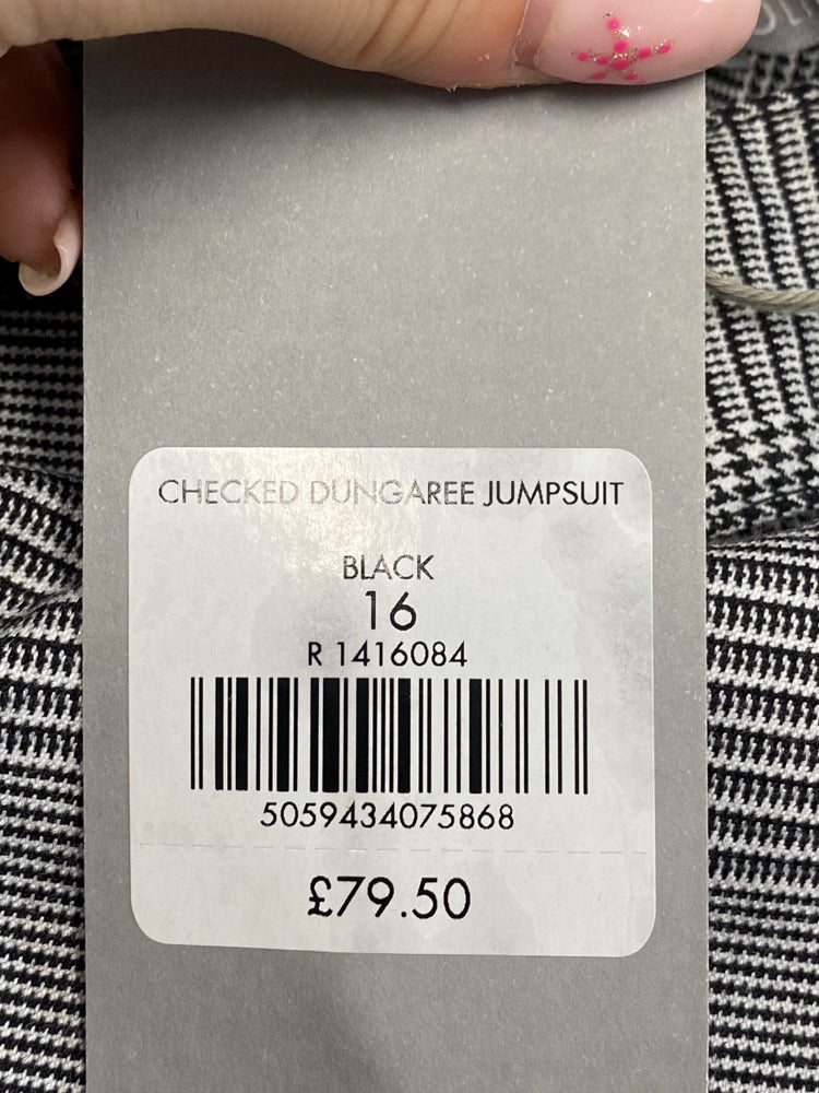 Fabulous Oliver Bonas Jumpsuit UK 16 Grey checked new LG276