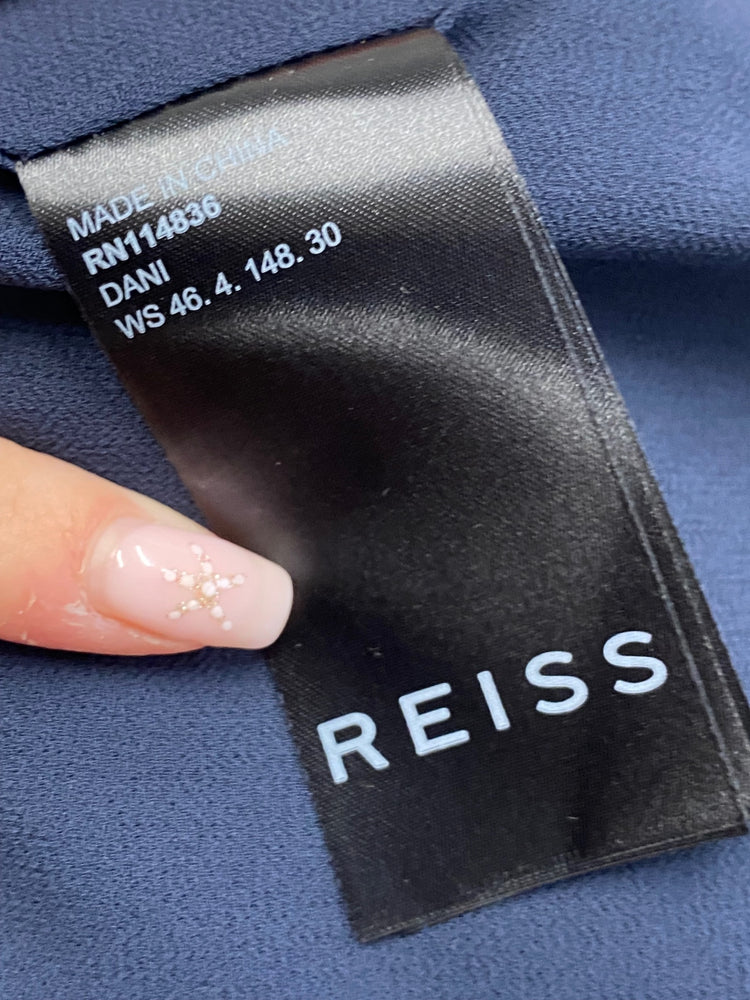 Fabulous Reiss Top UK 10 Navy cap sleeve low back LG276
