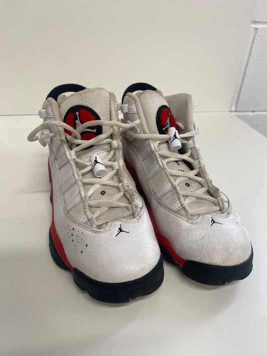 Fabulous Nike Air Jordan 6 Rings Sneakers UK4 Junior White & Red RD455
