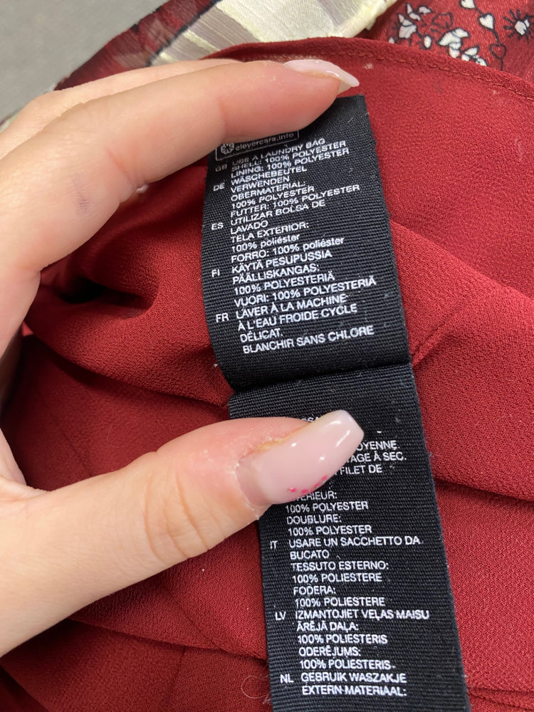 Fabulous & Other Stories prairie Dress UK 14 autumn burgundy floral RD455