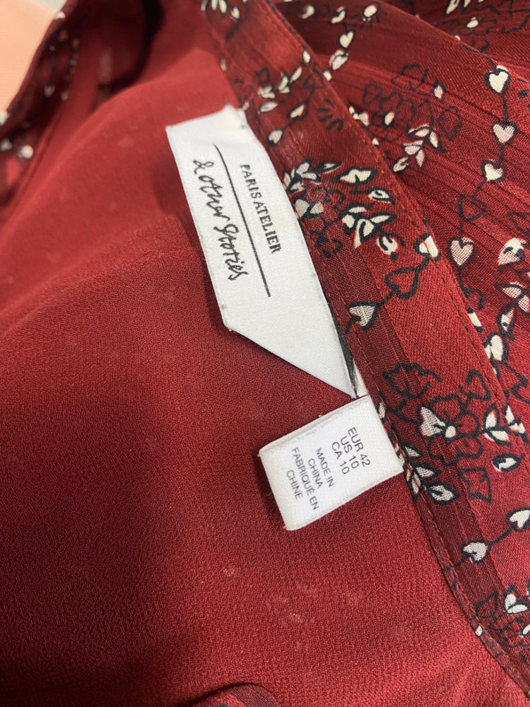 Fabulous & Other Stories prairie Dress UK 14 autumn burgundy floral RD455