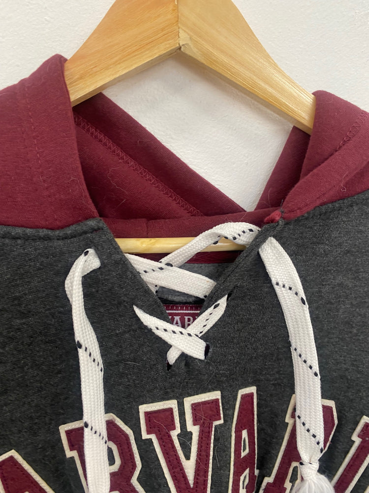 Fabulous Harvard duo colour Hoodie UK M Dark grey& maroon preppy AO001
