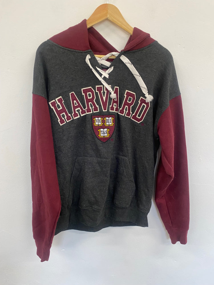 Fabulous Harvard duo colour Hoodie UK M Dark grey& maroon preppy AO001