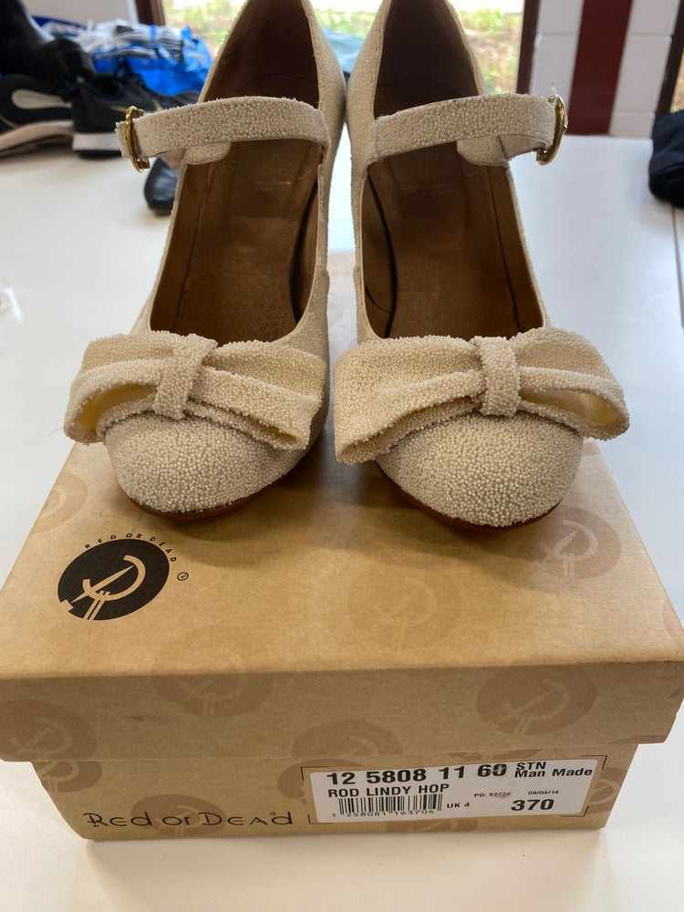 Fabulous Red or Dead Heels UK4 Ivory Lindy Hop New AO001