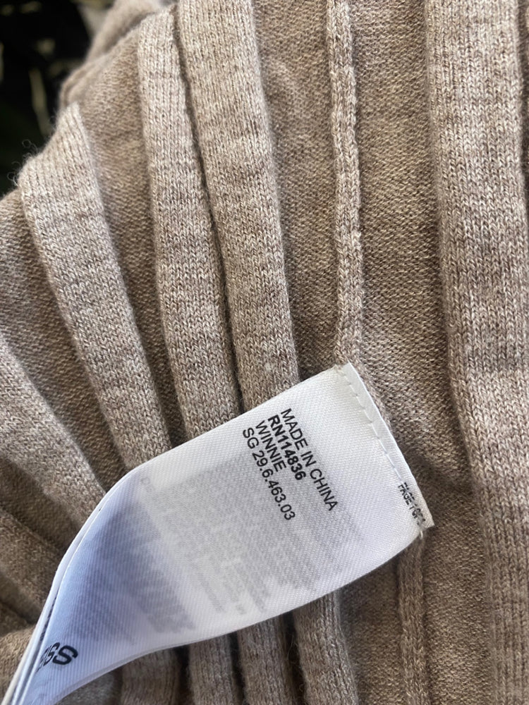 Fabulous Reiss Ribbed Midaxi Dress UkL classy Beige Neutra boho AS001